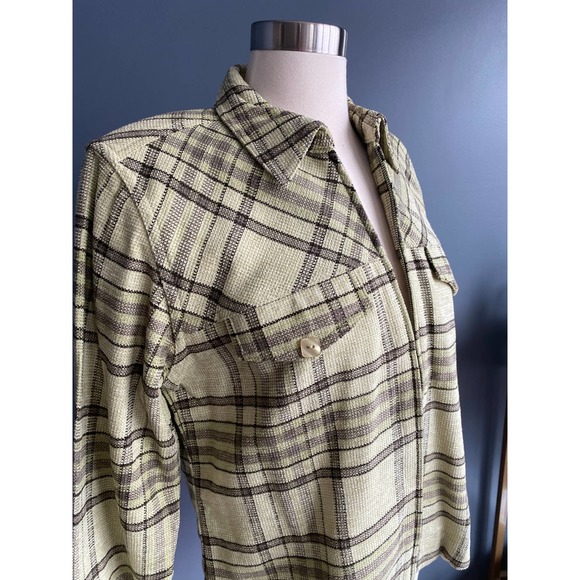 green/black plaid shacket/jacket, size M - Picture 4 of 9